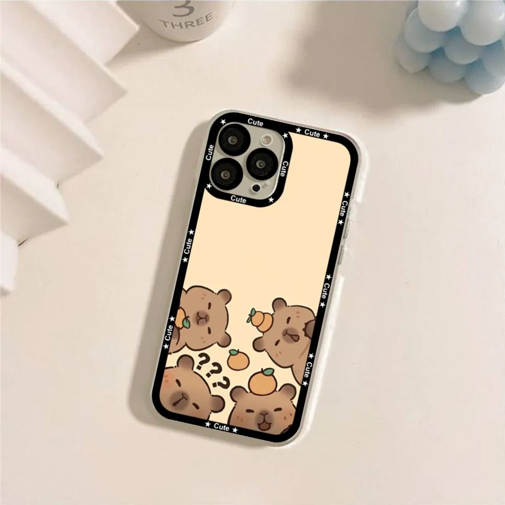 Cartoon Cute Capybara Phone Case For IPhone 11 12 13 14 15 16 Mini Pro Max 15promax Cases Shell Funda Cover