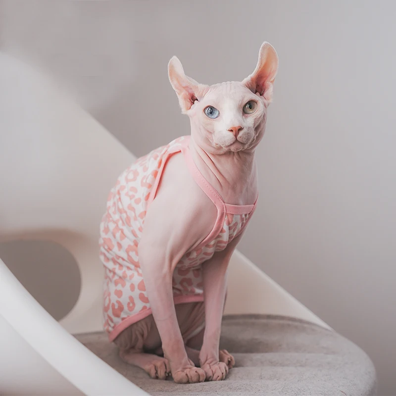 Sphynx Cat Clothing Sphinx Pink Cotton Vest Soft Cute Sleeveless Shirt Kittens Coat Breathable Devon Rex Soft Clothing