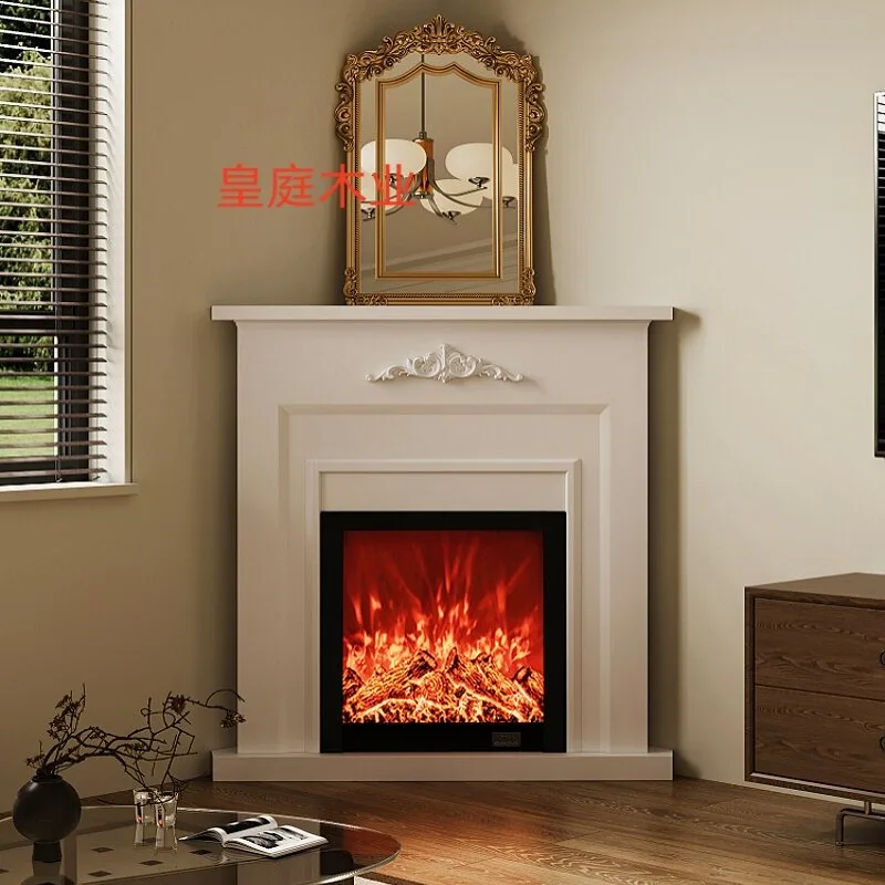 Customized solid wood corner simulation furnace fireplace cabinet American corner entrance decorative cabinet living room triang - view 4
