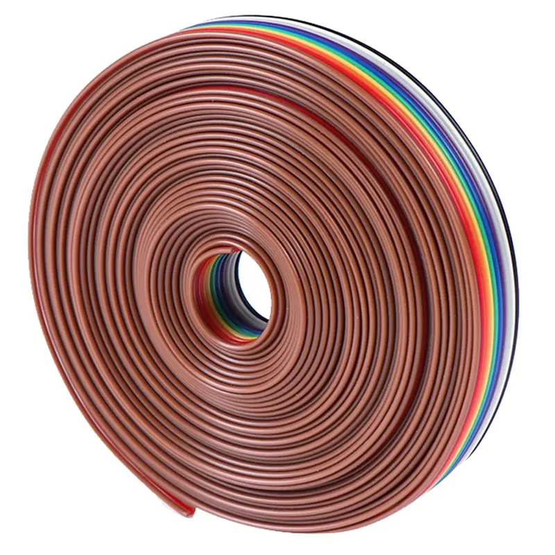 5M Ribbon Cable 10WAY Flat Color Rainbow Ribbon Cable Extension Electric Wire LED Stirp 10P 28AWG