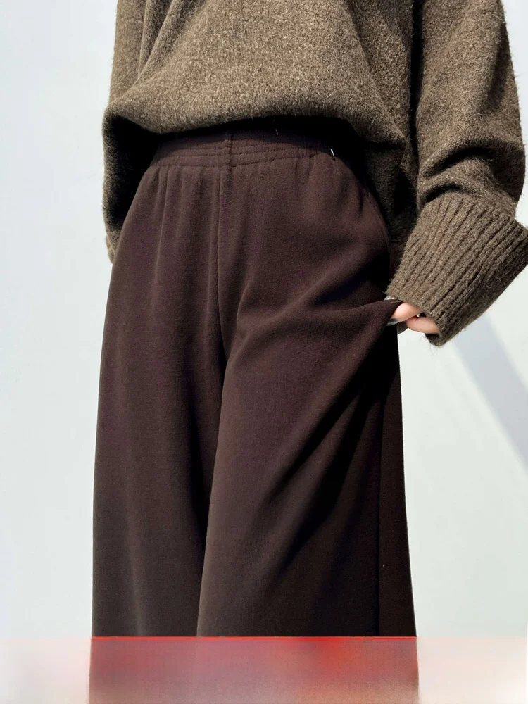 Pantalon à jambes droites taille haute pour femmes coréen Sle couleur pure doublé Fce pantalon à jambes larges doux drapé confortable décontracté P...