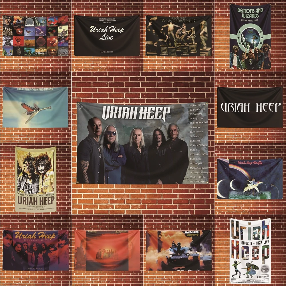 Uriah Heep Music Flag Banner For Fan Cave Watch Party Tailgate Gathering Indoor Outdoor Backyard Home Festival Ornament Supply