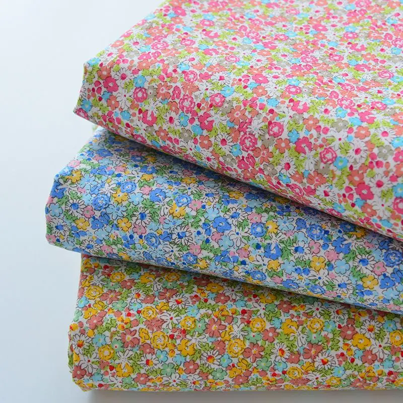 Floral Printed Cotton Poplin Fabric 100% By The Meter for Needlework Dresses Shirts Pants Diy Sewing Summer Flowers Baby Cloth