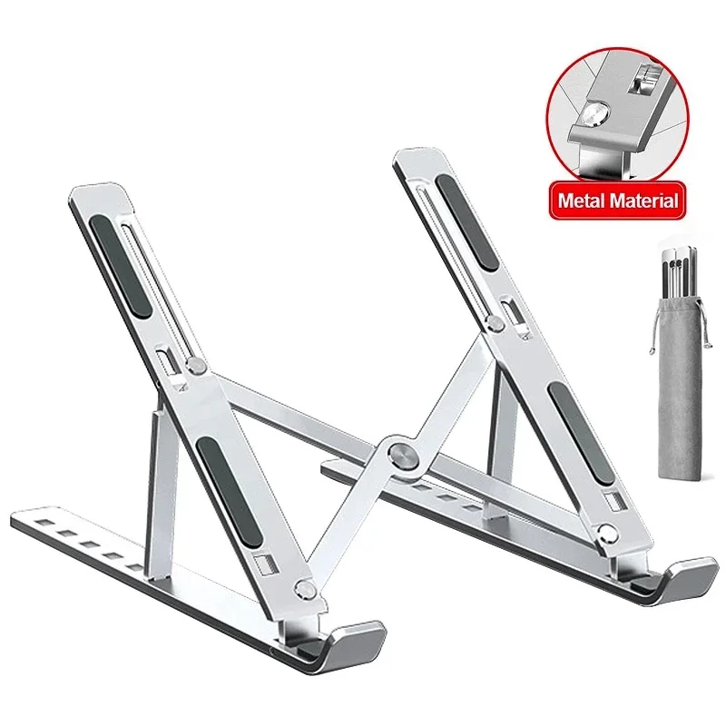 Soporte de aleación de aluminio para ordenador portátil, soporte plegable ajustable para Notebook, soporte de elevación y refrigeración, antideslizante