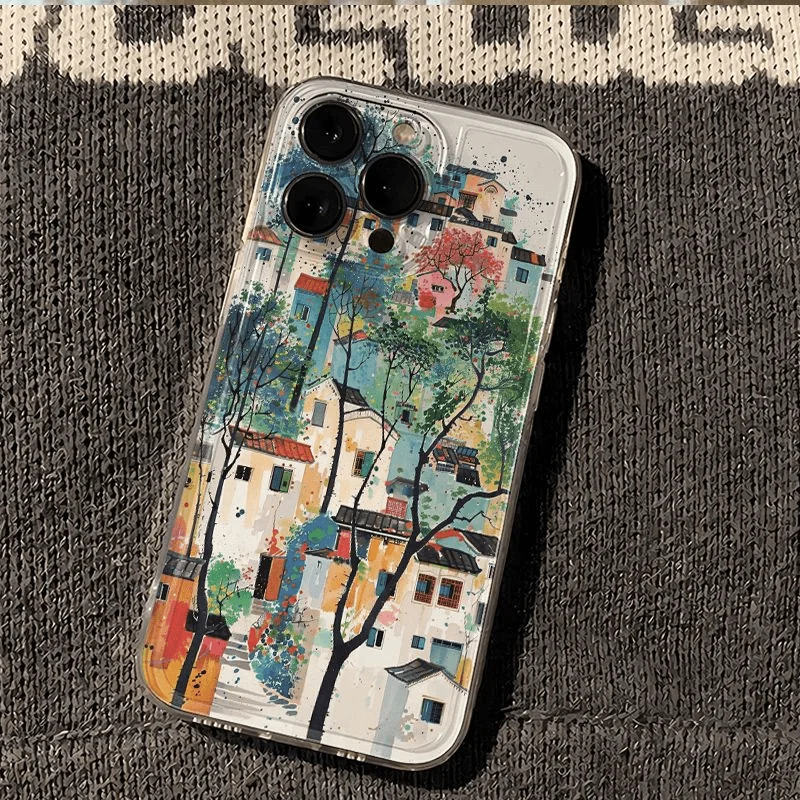 

Art Oil Painting Cabin Suitable for iPhone16/15 Apple 14 Mobile Phone Case 13/12 Soft Case 11/XR