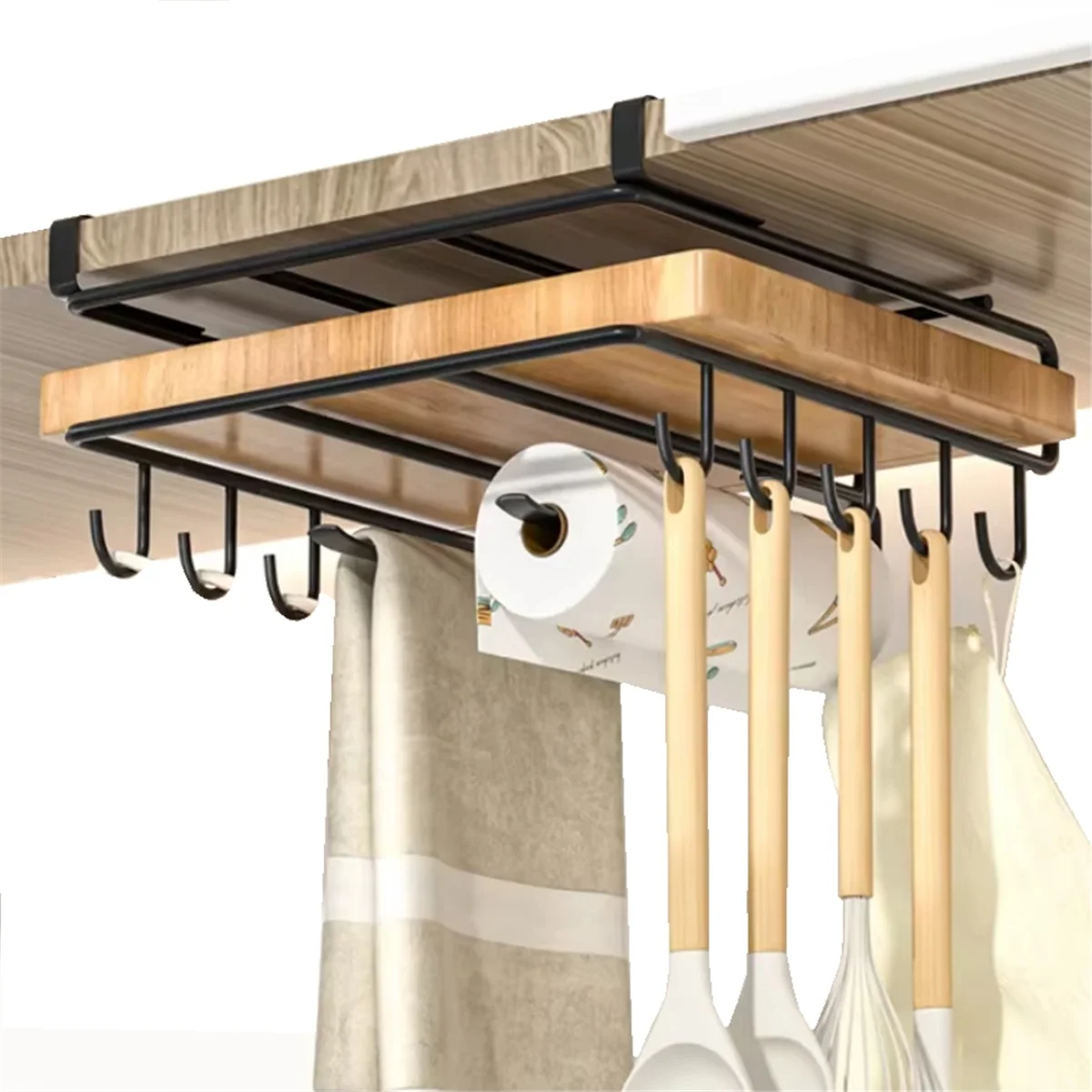 

A71Z Kitchen Non-Punch Storage Rack Multi-Function Cutting Board Storage Rack Cabinet Hanging Under-Cabinet Rack B