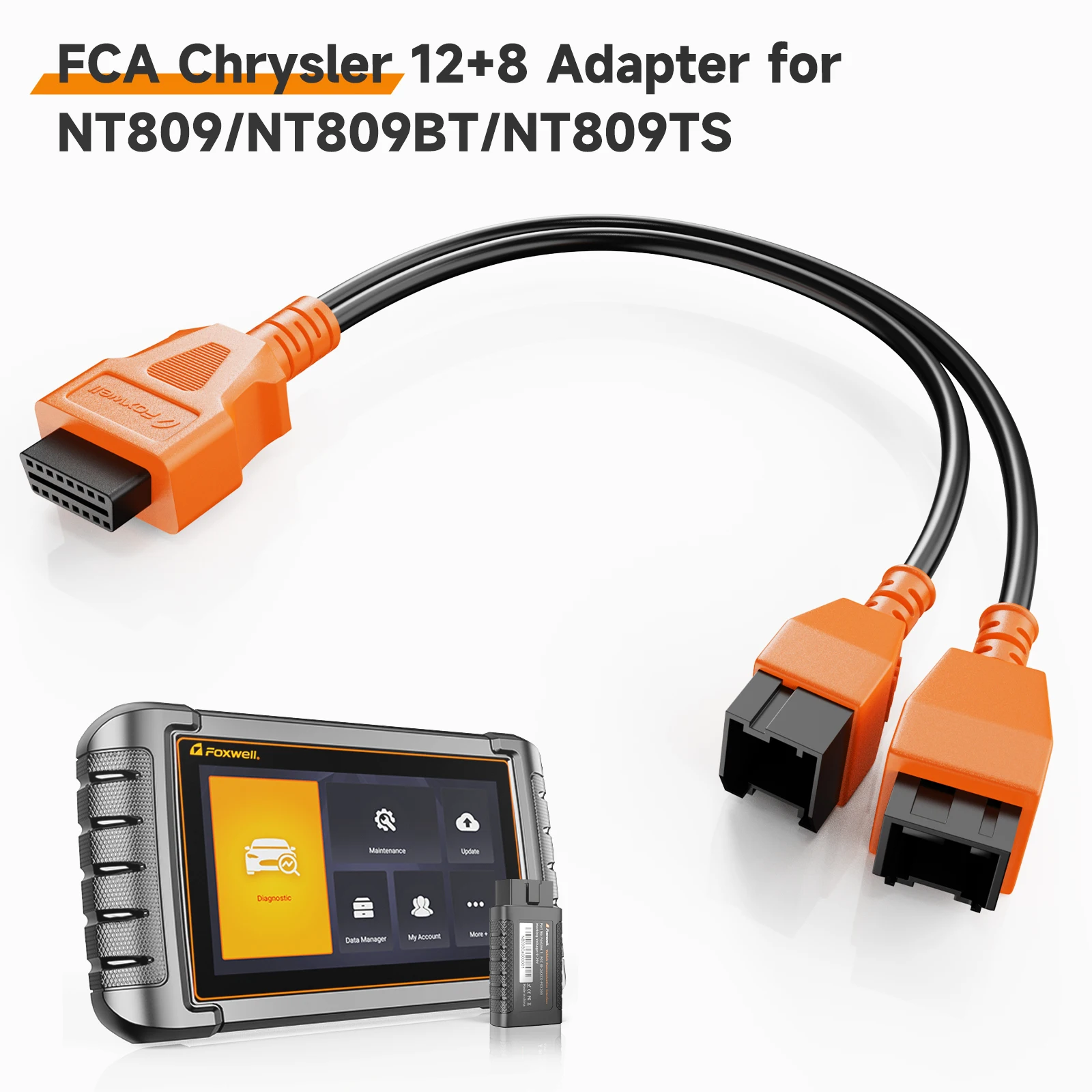 FOXWELL Universal 12+8 Cable Adapter OBD2 Connector Fit for Chrysler FCA Autoauth Work   NT809/NT809BT/NT809TS/NT909/NT1009