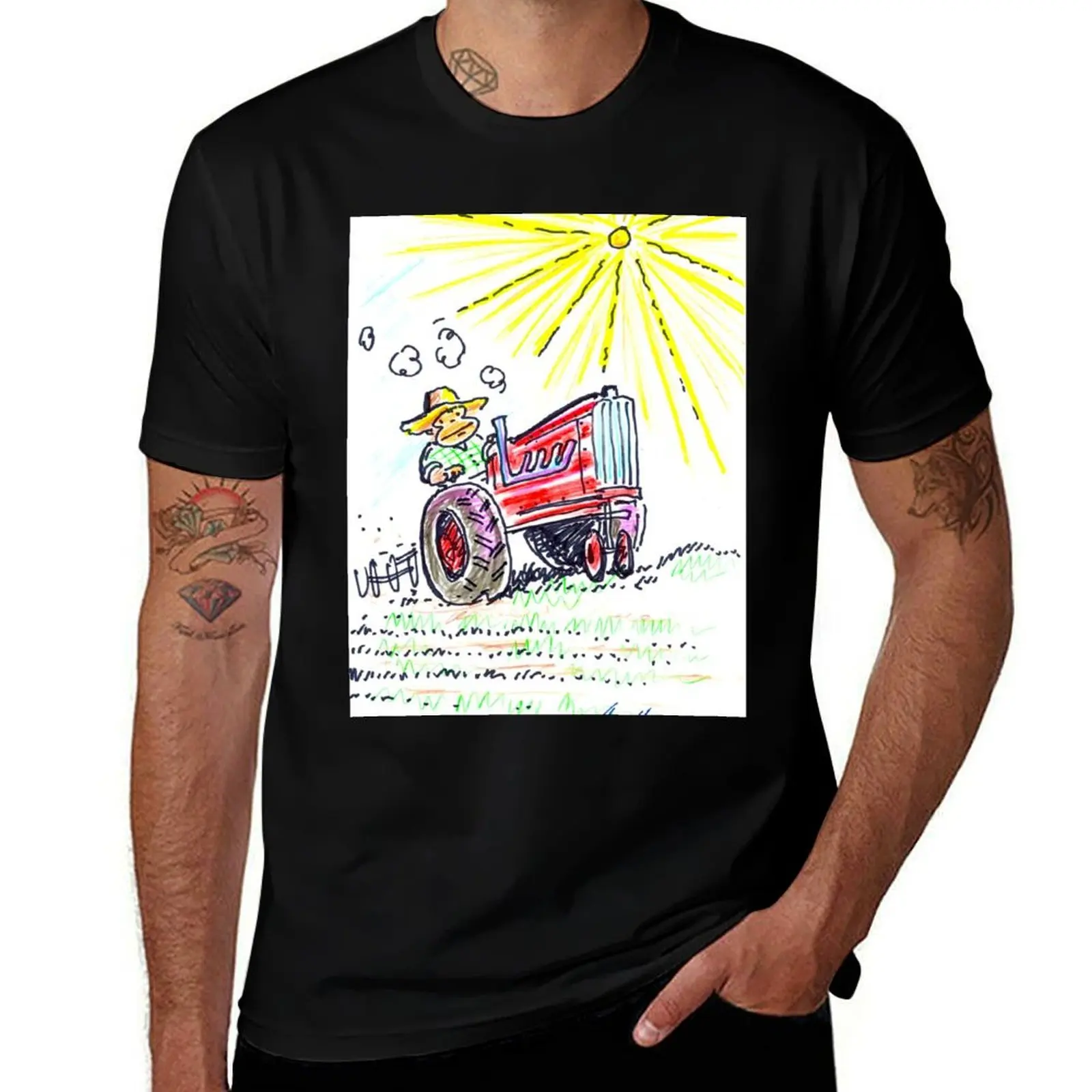 

Farmer Ape Drives a Big Red Tractor T-Shirt cotton man t-shirts plain anime tshirt men clothes