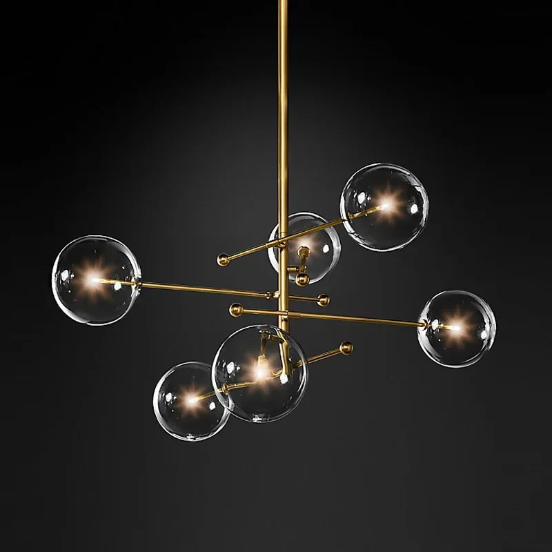 

Gold or Black LED Chandeliers Modern Nordic Clear Glass Ball Chandelier Lighting Living Room Restaurant Bedroom Hanging Lamp