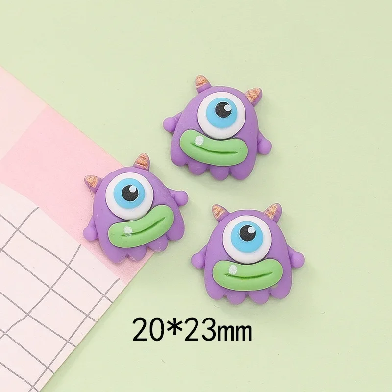 10Pcs Resin Cartoon Animation Three-Eyed Monster Flatback Stone Figurines crapbooking DIY Jewelry Craft Decoration Accessories