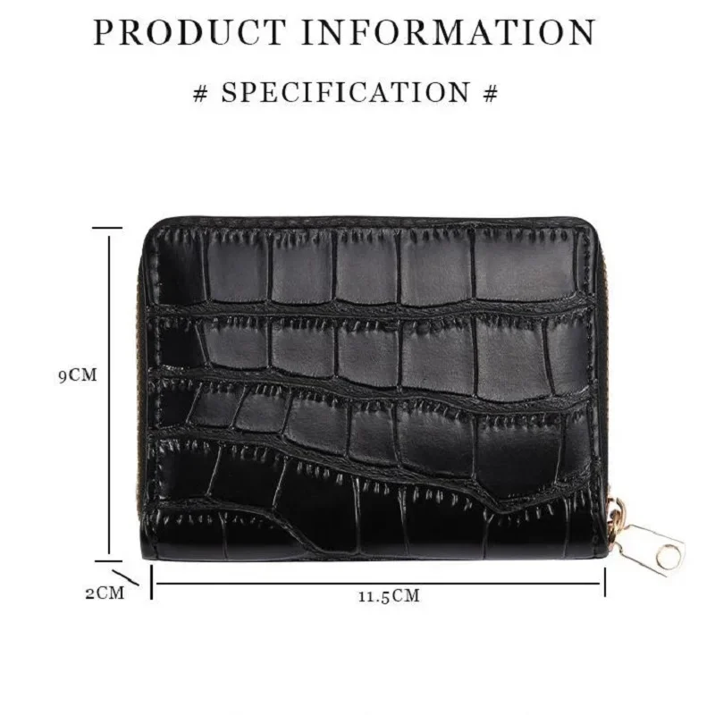 Винтажные маленькие женские кошельки из крокодиловой кожи, кожаный RFID-кошелек на молнии, держатель для кредитных карт, чехол для водительских прав