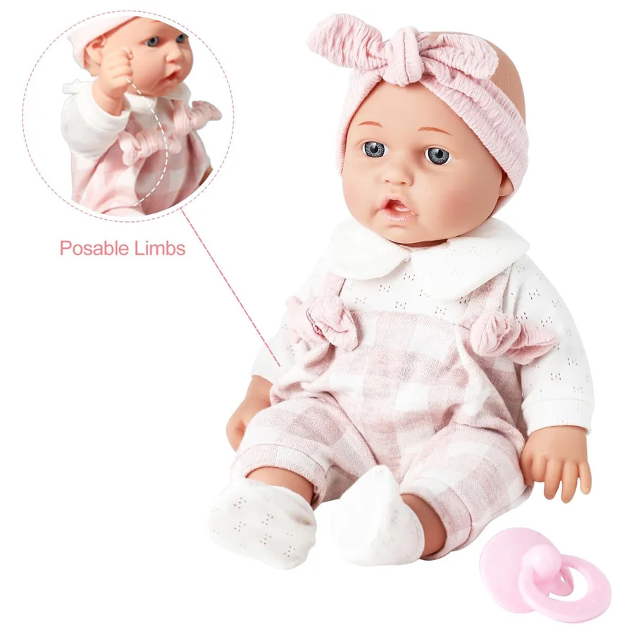 12 pouces Reborn bébé poupées avec chiffons roses sucette biberon réaliste nouveau-né poupée vinyle Bebe poupée enfant en bas âge jouet pour enfants