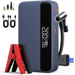 1500A PEAK Car Jump Starter with Air Compressor, 150PSI Portable Digital Tire Inflator & Vehicle Battery Charger, for ALL Gas/10L Diesel Engines, Built-in LED Emergency Light, Compact High-performance Auto Accessory for Outdoor Adventures