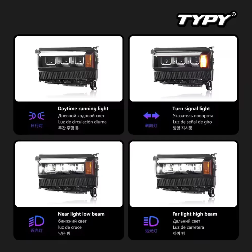 

TYPY New LED Head Lamp Upgrade Modified For Toyota Prado LC250 Headlight 2024-2025 Dynamic Signal Head Lamp Auto Accessories