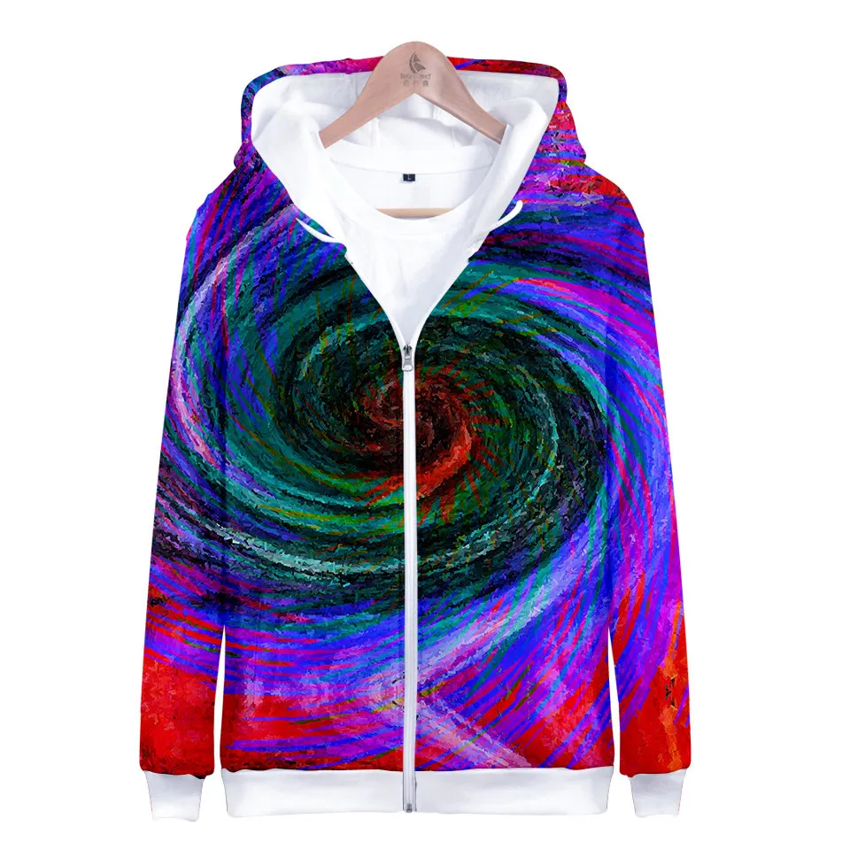 Colorful Spiral Dizzy Pattern Hoodie Men Women Optical Illusion Hoodies Sweatshirt Harajuku Tie Dye Jacket Coat Clothes