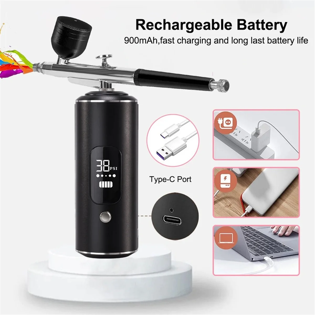 

Professional Digital Air Brush with Compressor Crafts Air Brush Pink