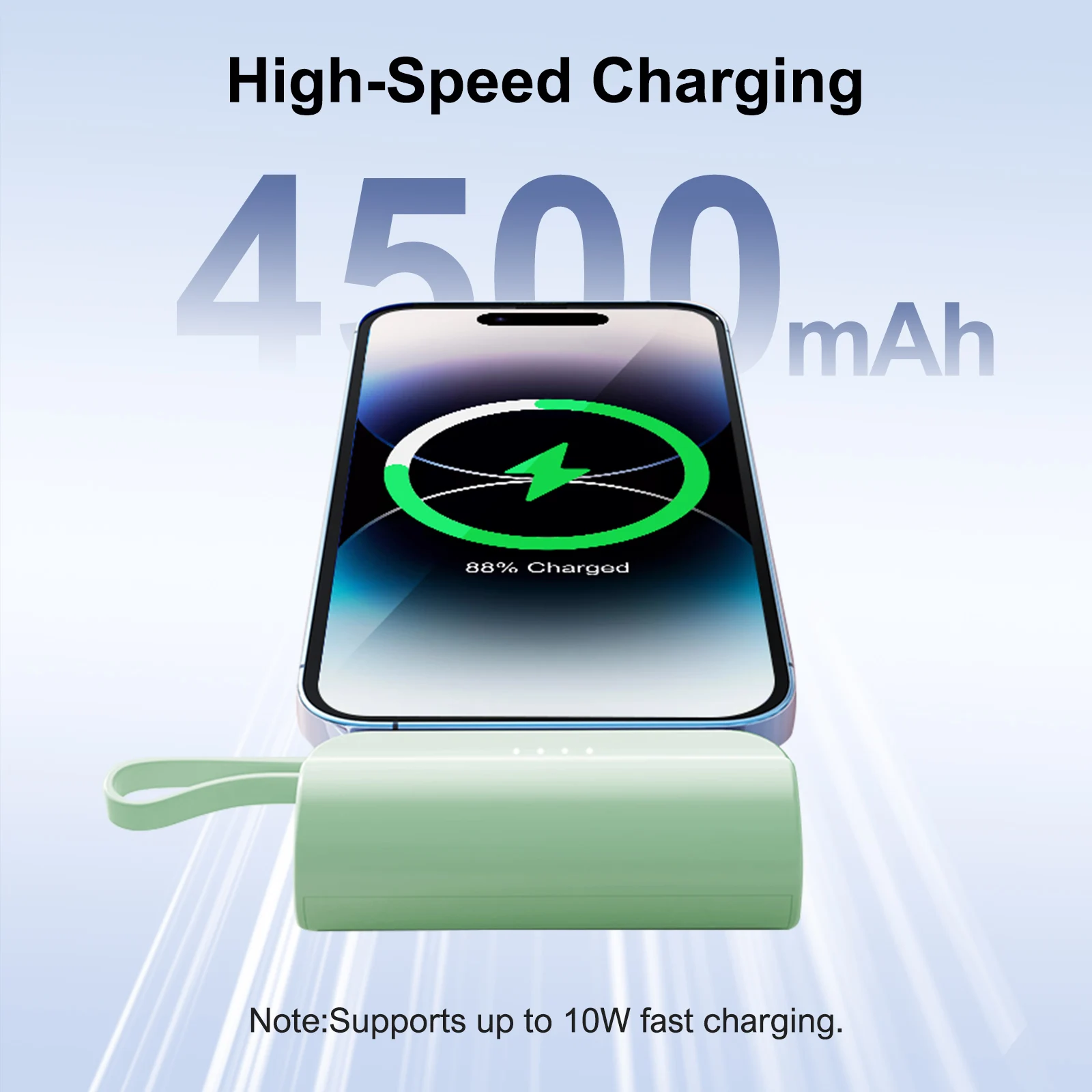 بنك طاقة صغير محمول بقدرة 4500 مللي أمبير في الساعة شاحن هاتف بمنافذ USB-C مزدوجة لهاتف IPhone16/ 15/15 plus/15 pro/15 pro Max/Android