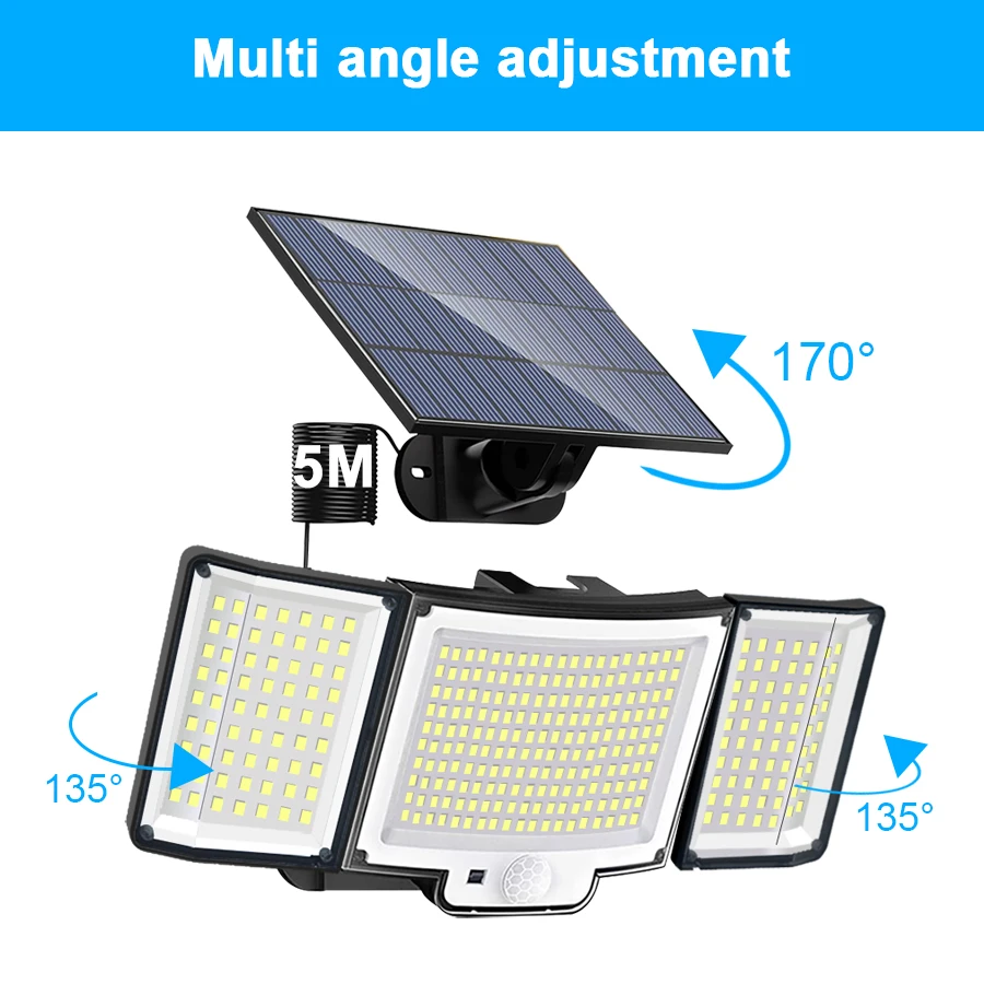 328 Solar Led Light Outdoor Waterproof with PIR Motion Sensor Security Lighting Spotlights for Garden Path Garage Wall Lights