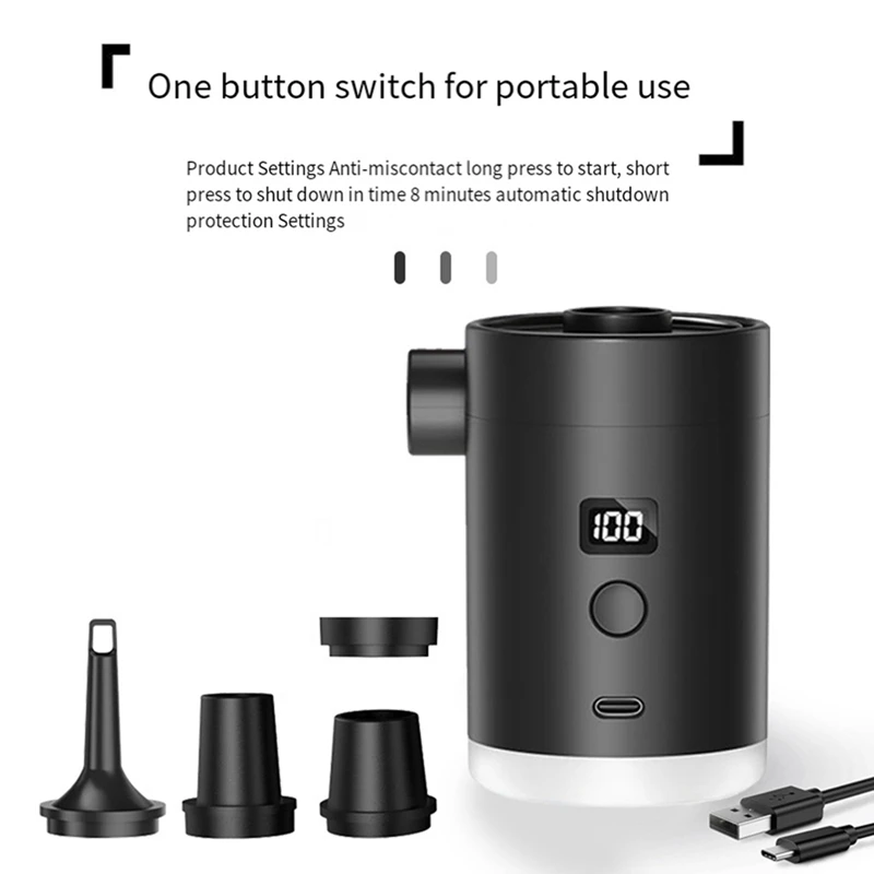 Outdoor Portable Camping Air Pump Charging and Pumping Dual-Purpose Air Mattress Swimming Ring Electric Inflator-ABAM