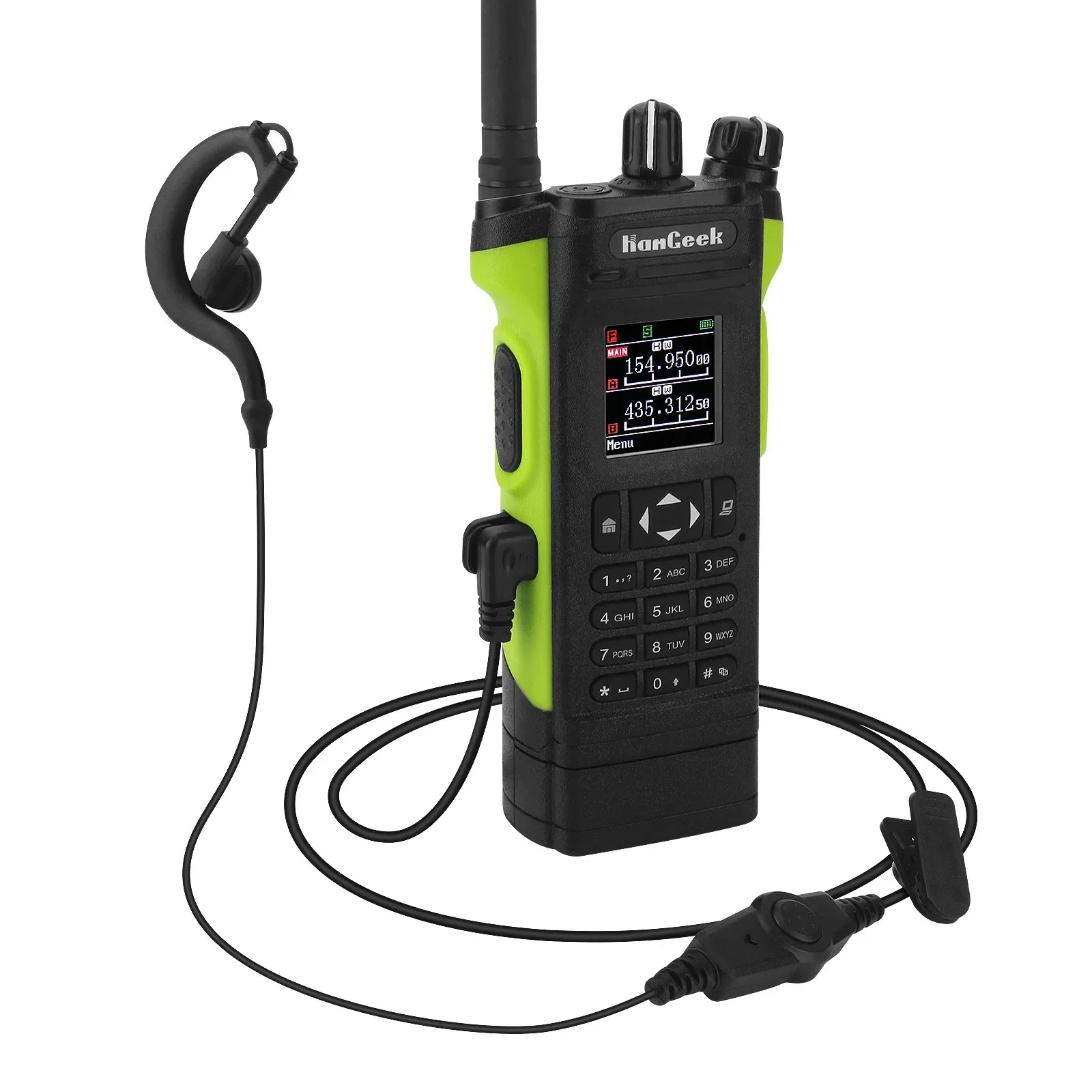 HAMGEEK APX-8000 12W Dual Band Radio VHF UHF Walkie Talkie Duplex Working Mode (Green) with Earphone