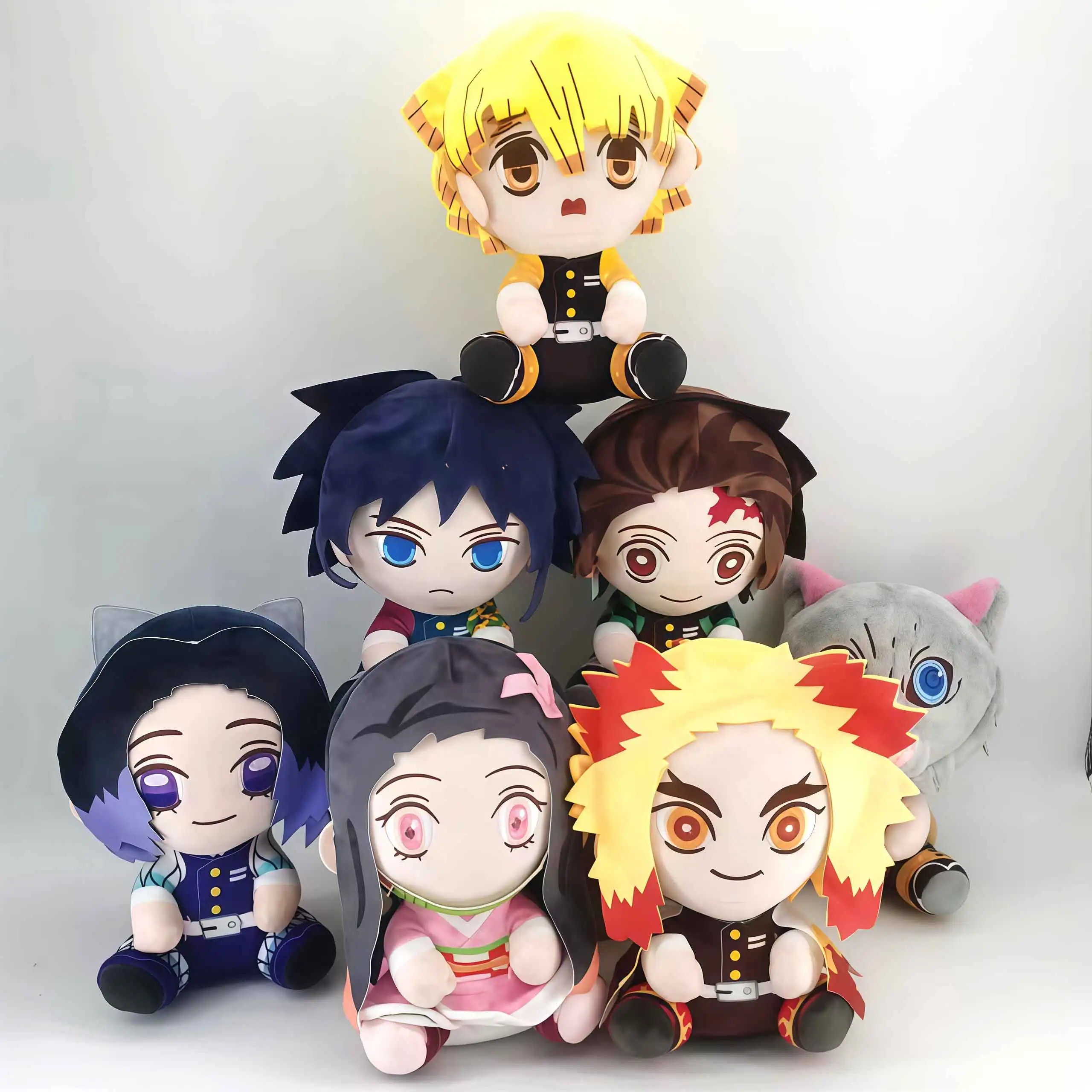 15-25cm Demon Slayer Cartoon Plush Toys Ghost Slayer Keychain Kamado Tanjirou Kamado Nezuko Kochou Figure Stuffed Doll Child Gif