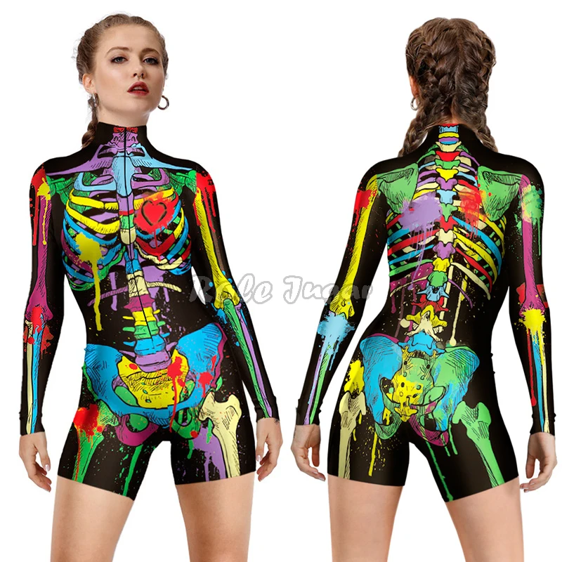 3D Print Fancy Jumpsuit Halloween Costume For Adult Women Steampunk Bodysuit Cosplay