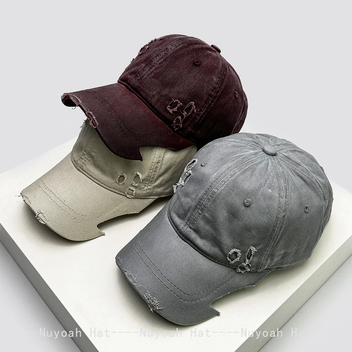 New Men Women Broken Style Brush Wax Baseball Hats Sunshade Irregular Brim Versatile Personal Peaked Caps Distress Fashion Retro