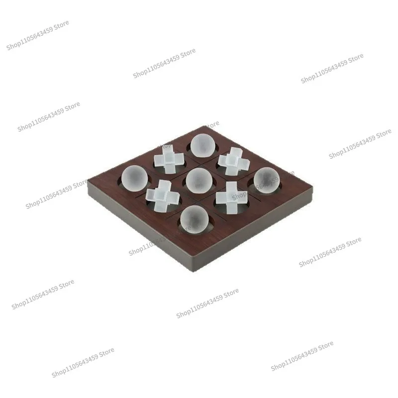 Light luxury walnut crystal leather chessboard  household goods model room living room hotel ornament
