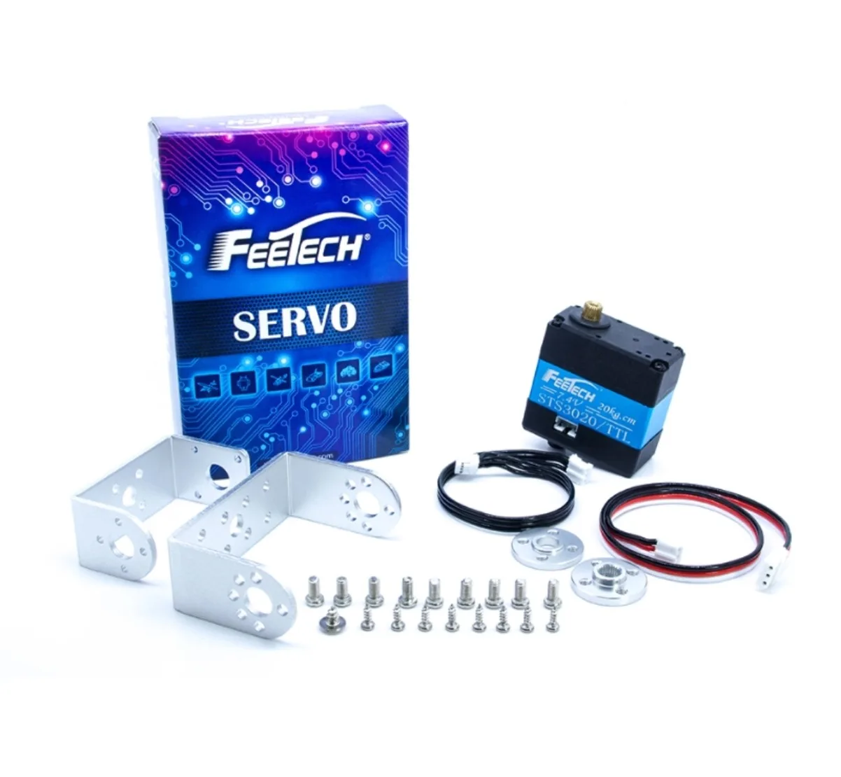 FEETECH Servo 8.4V 24.3KG TTL Paket Digital Motor Tanpa Sikat 360 Derajat STS20 untuk Model Robot Mainan
