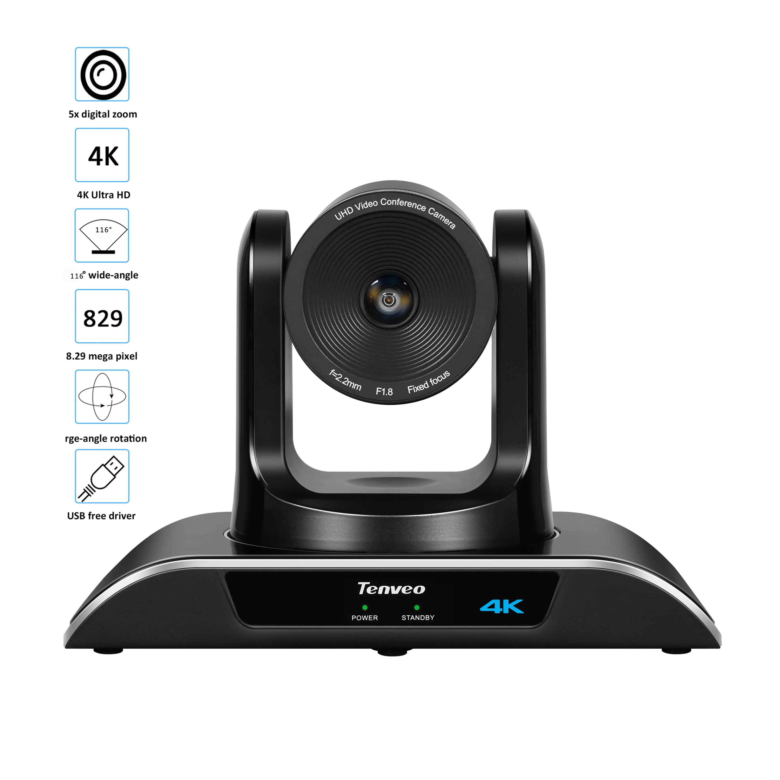 Tenveo Auto Tracking 4k 5x Digital Zoom Video Conference PTZ Camera For Classroom Lecture