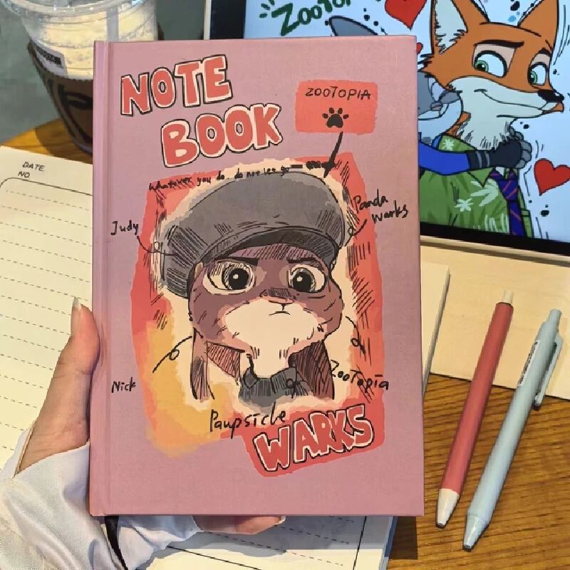 

Cute Cartoon Anime Peripheral Crazy Animal City Notebook A5 Student High Beauty Nick Judy Doll Memoirs Notebook Student Gift