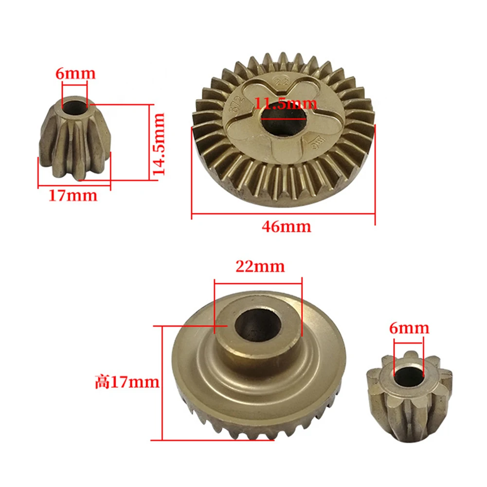 Spiral Bevel Gear Angle Grinder Gear 11.6mm 2Pcs Set 45.7mm Helical Teeth Straight Teeth For GWS6-100 High Quality