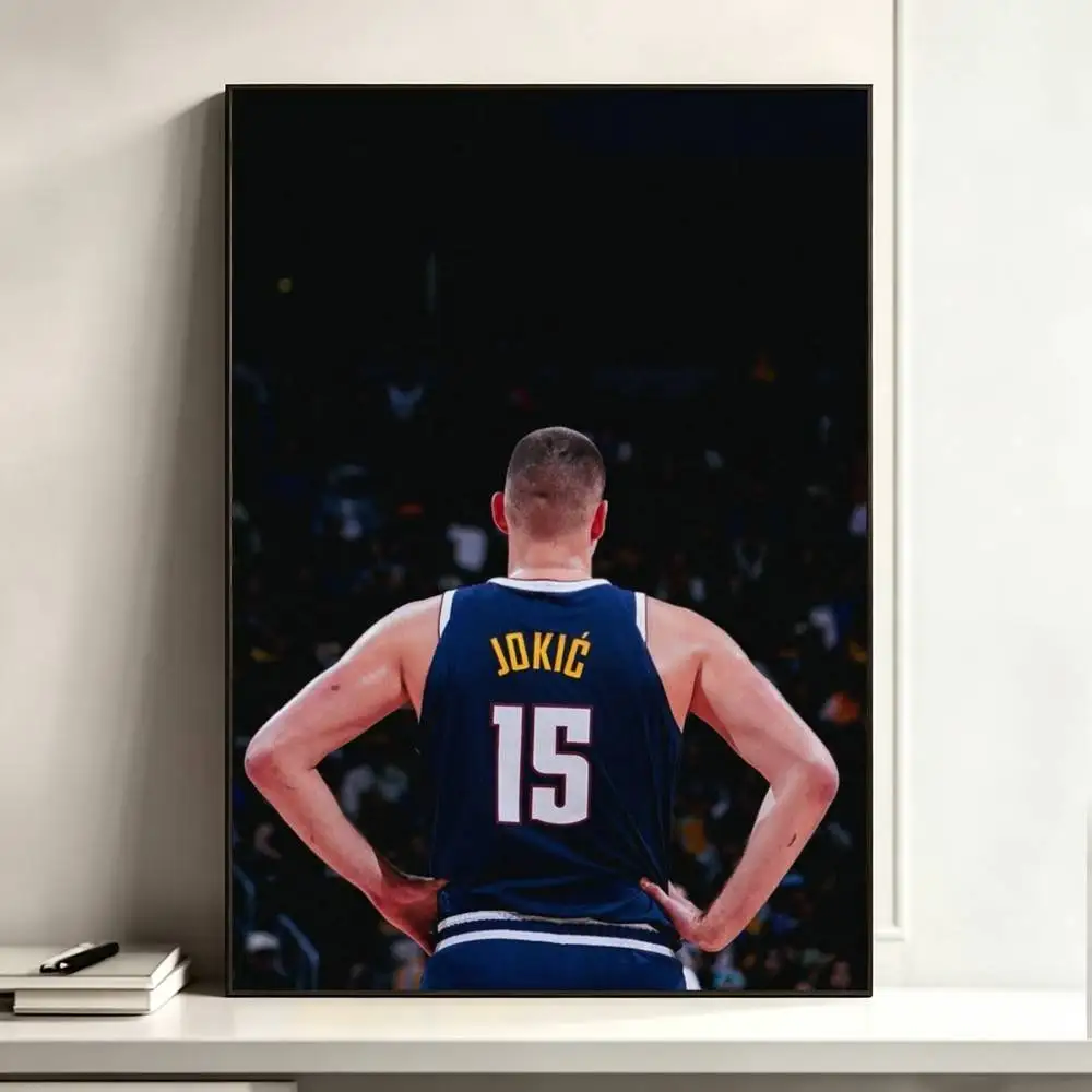 Basketball Star Nikola Jokic 15 MVP  Poster High Quality Dorm Living Room Aesthetic Wall Decoration Painting Stickers Gift
