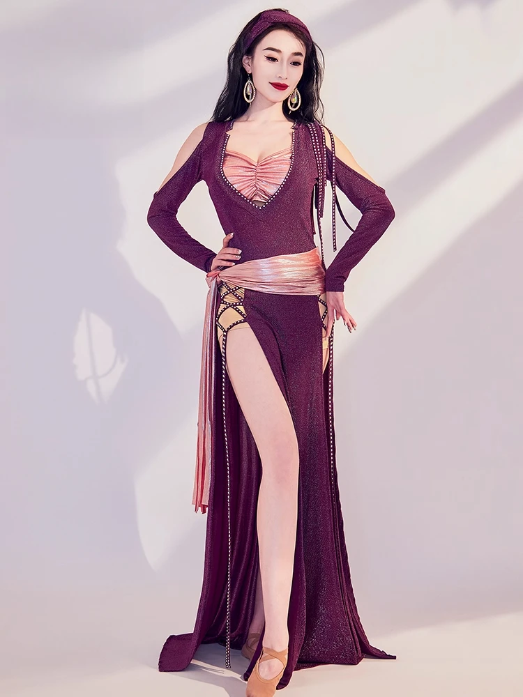 Traje de actuación brillante para danza del vientre en otoño e invierno