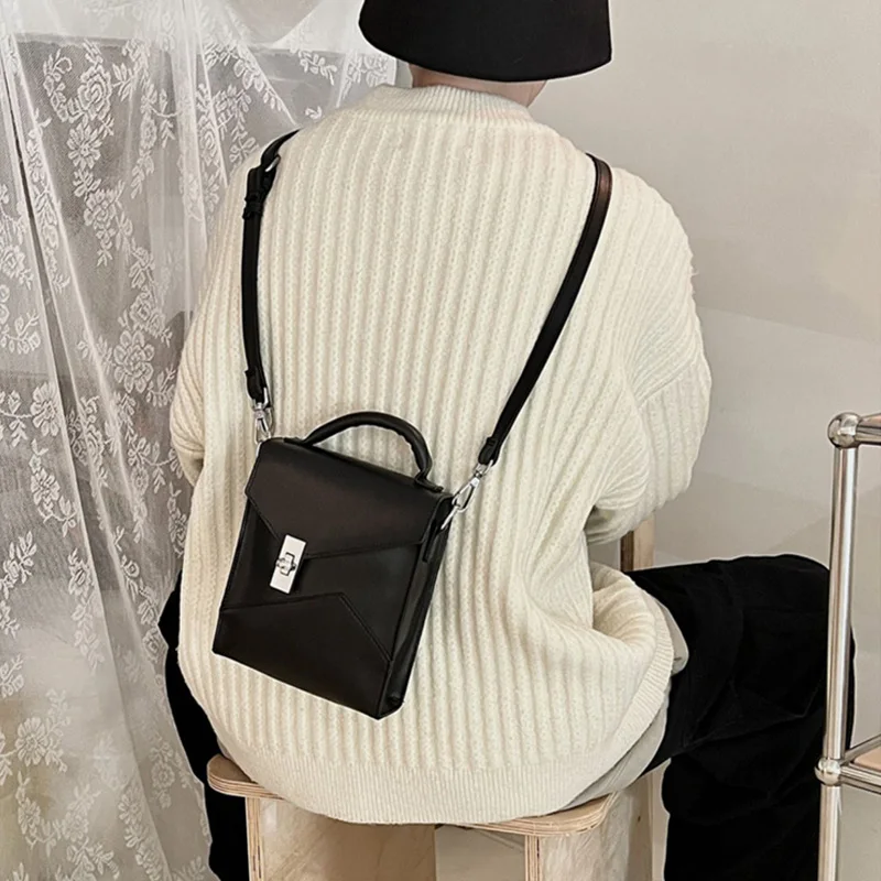 Man Fashion Shoulder Bags Pu Large Capacity Crossbody Bags  Female Designer Handbags Luxury Small Solid Flap Phone Purse