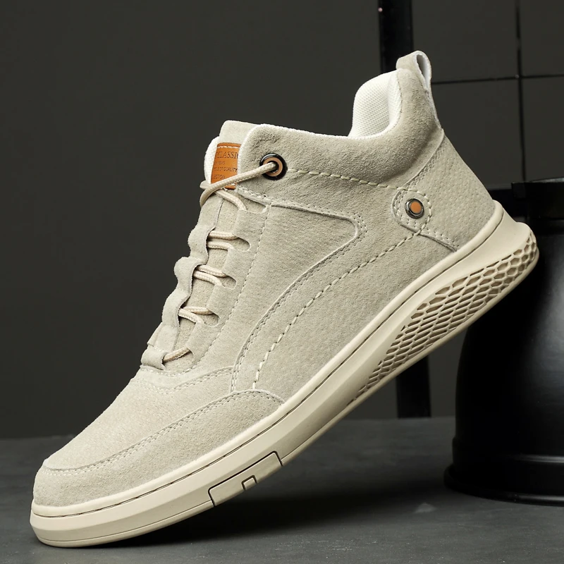

High Quality Brand Men's Suede Leather Shoes Autumn Winter High Top Shoes Men's Casual Shoes Plush Cotton Shoes Free Delivery