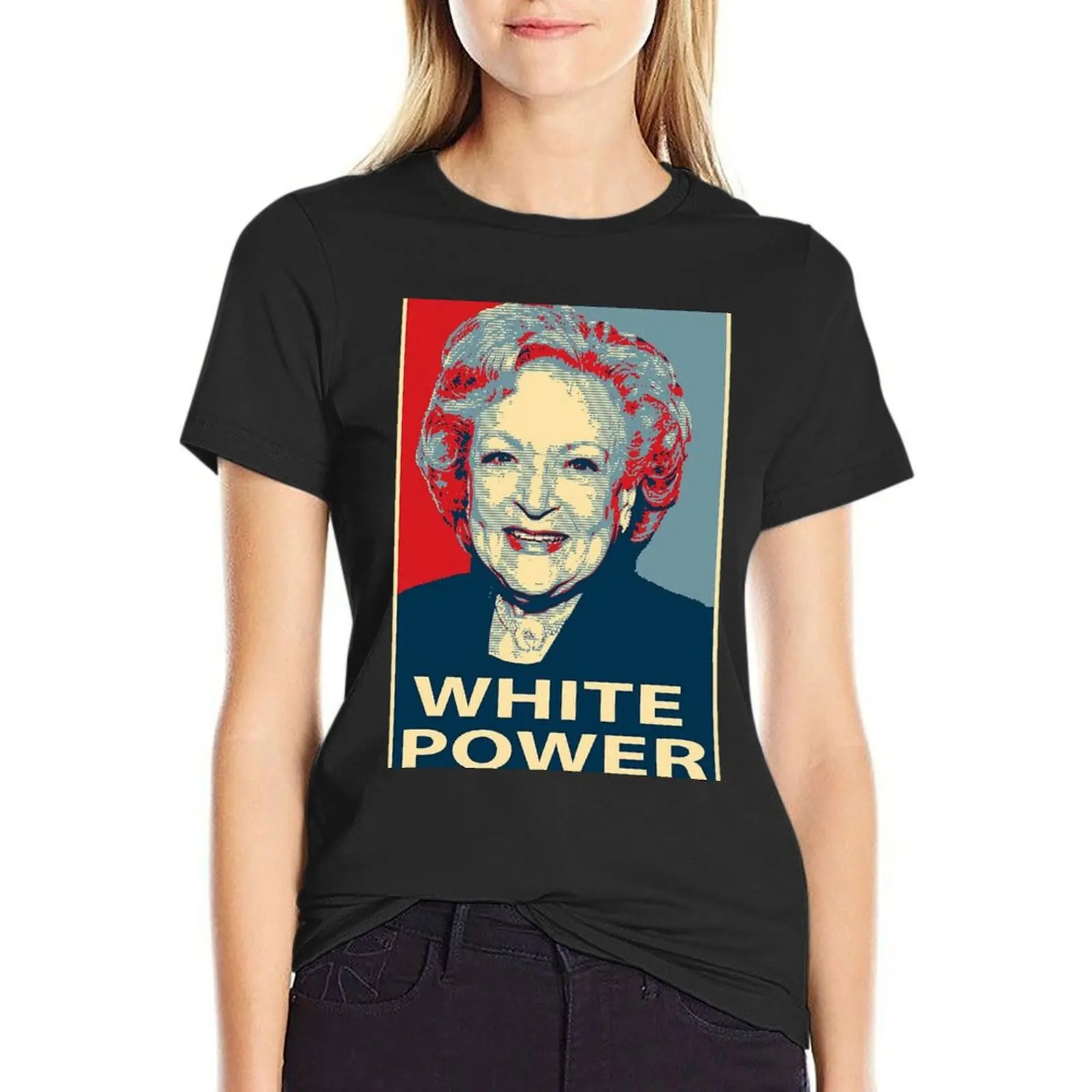 RED BLUE BEAUTY WOMEN WHITE POWER POSTER T-Shirt lady clothes sports fans cute clothes t-shirt dress for Women long