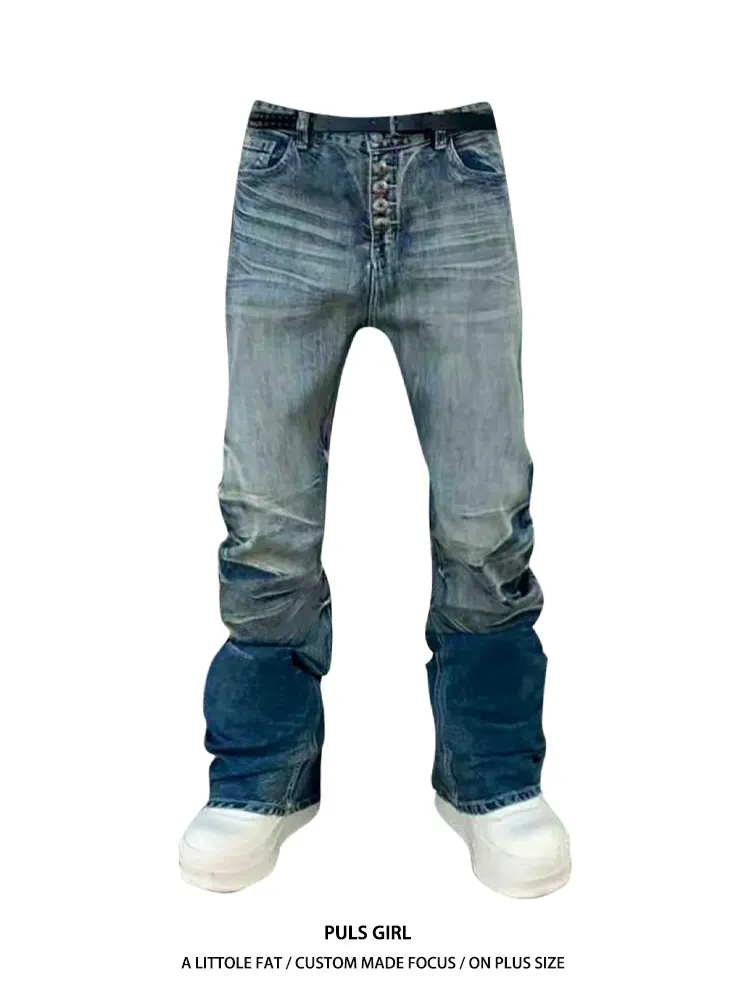 

Ретро-джинсы американского стиля больших размеров для женщин: облегающие длинные брюки с высокой талией, эффектом потертости, на пуговицах, повседневные