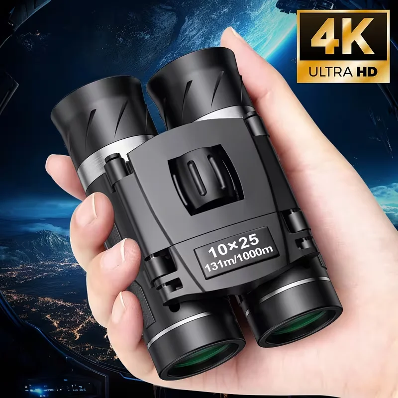 4K HD Kompaktes Fernglas 10X25 Hochleistungsfähig - für Vogelbeobachtung, Jagd, Reisen, Sport, Konzerte, Kompaktes Reisezubehör