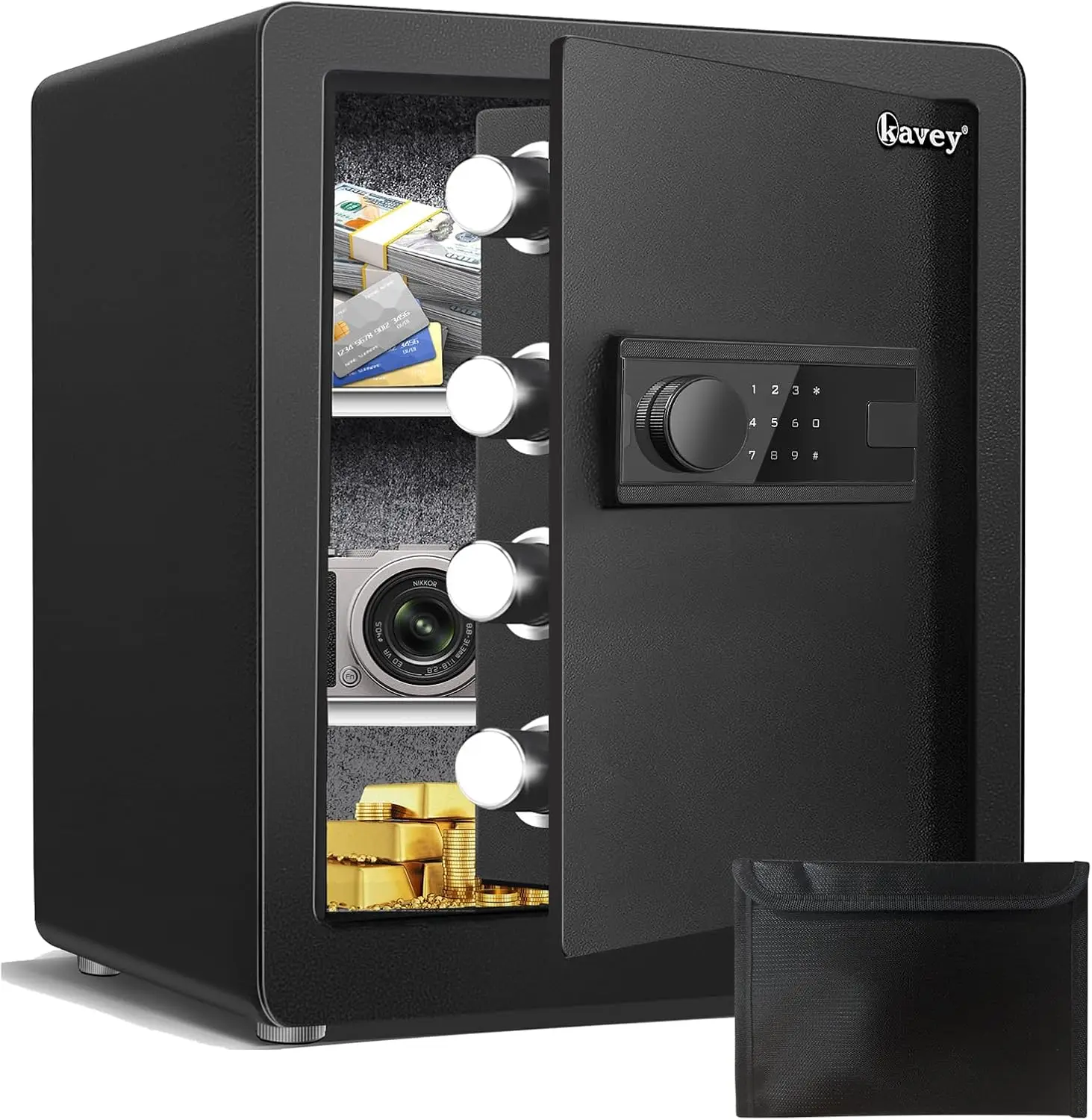2.0 Cub Safe Box, Steel Security Safe and Lock Box with Backlit Touch Screen Keypad, Dual Alarm System, Mute Function and LED Li