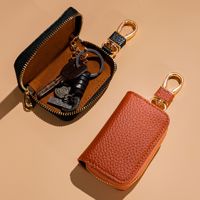 New Key Holder Wallet Leather Unisex Solid Key Wallet Organizer Bag Car Housekeeper Car Key Protection Bag Zipper Pocket