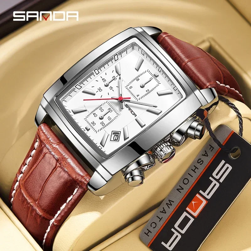 

SANDA 5303 2023 New Top Brand Luxury Men's Watches Fashion Leather Quartz Wristwatch for Man Clock Waterproof Relogio Masculino