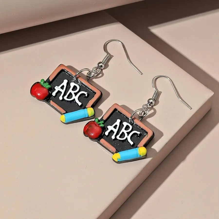 1/5/10/20/50/100pcs Pair Of Drop Earrings Cute Blackboard Design Pick A Letter U Prefer Match Daily Outfits Party Accessories Te