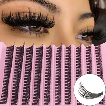 Kit de cílios em cluster d-curl 200 peças-ajuste natural diy, comprimentos de 8-16mm para extensões de cílios domésticos