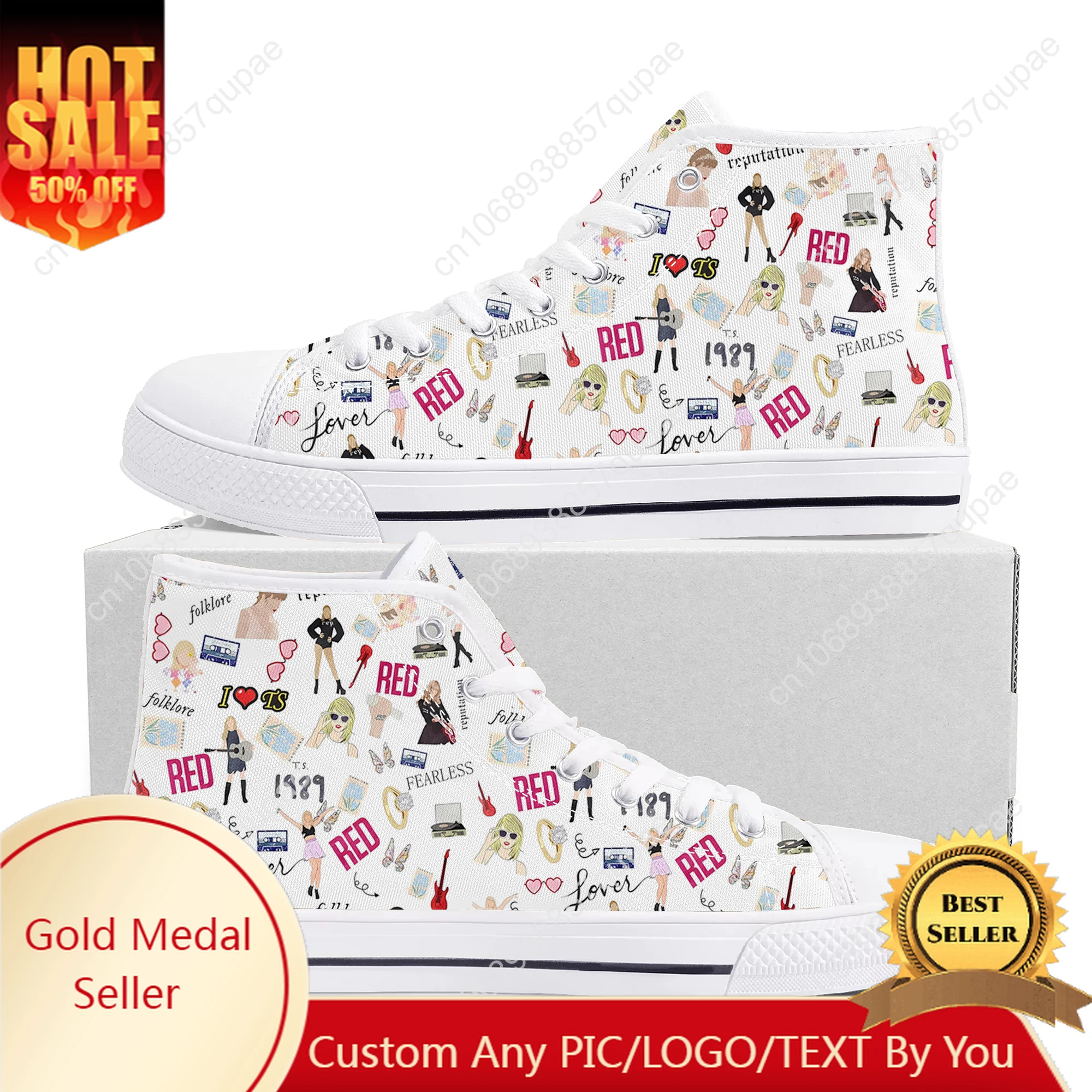 

Taylors Music Swifts High Top High Quality Sneakers Mens Womens Teenager Fashion Canvas Sneaker Couple Shoes Custom Made Shoes