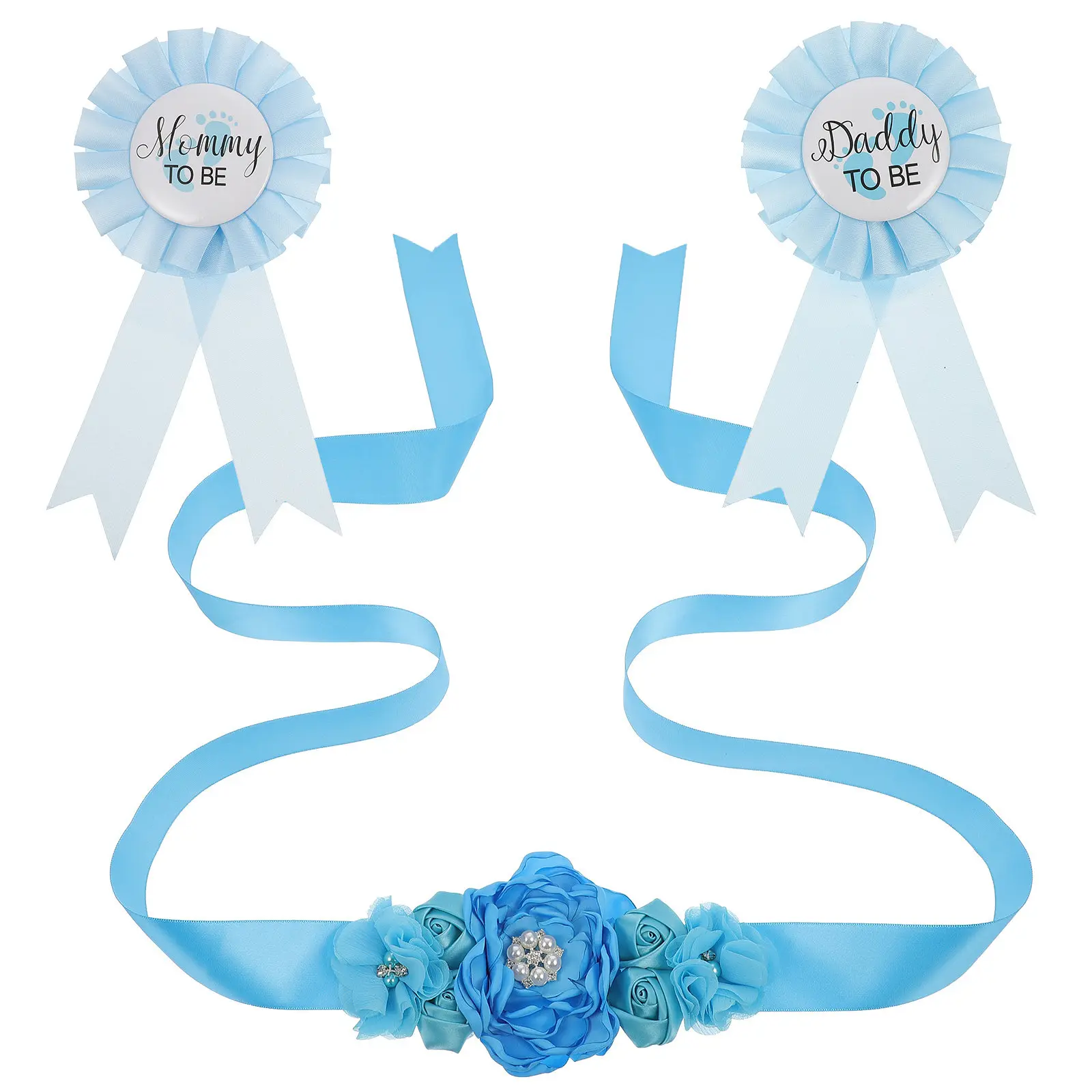 1Set Maternity Corsage Pin Set Premium Mommy Daddy Sash Shower Photography Photo Prop Pregnancy Belly Belt