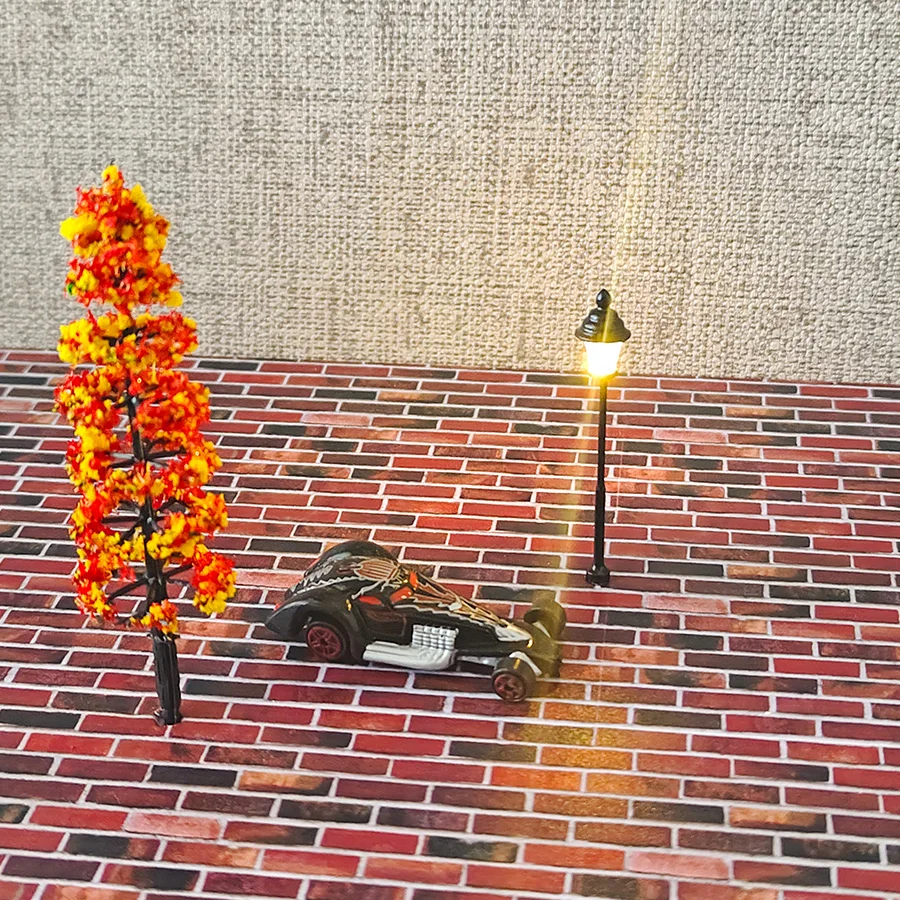 2PCS 미니어처 가로등 HO 1:87 스케일 3V 모델 라이트 DIY 건축물 철도 기차/인형집 요정 장식 재료