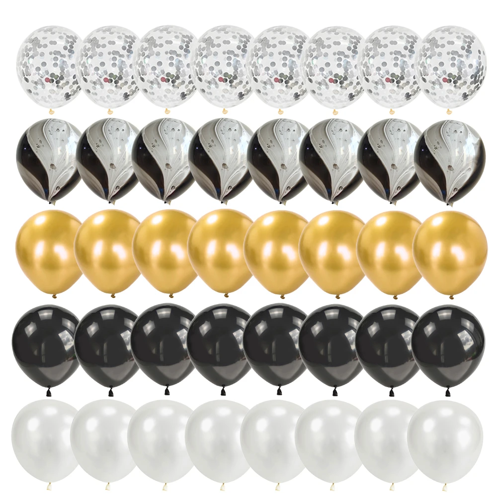 40 stücke 10 Zoll Schwarz gold Latex Ballon Konfetti Marmor Makronen Ballon Hochzeit Geburtstags feier Dekoration Baby party Luftballons – Detail 9
