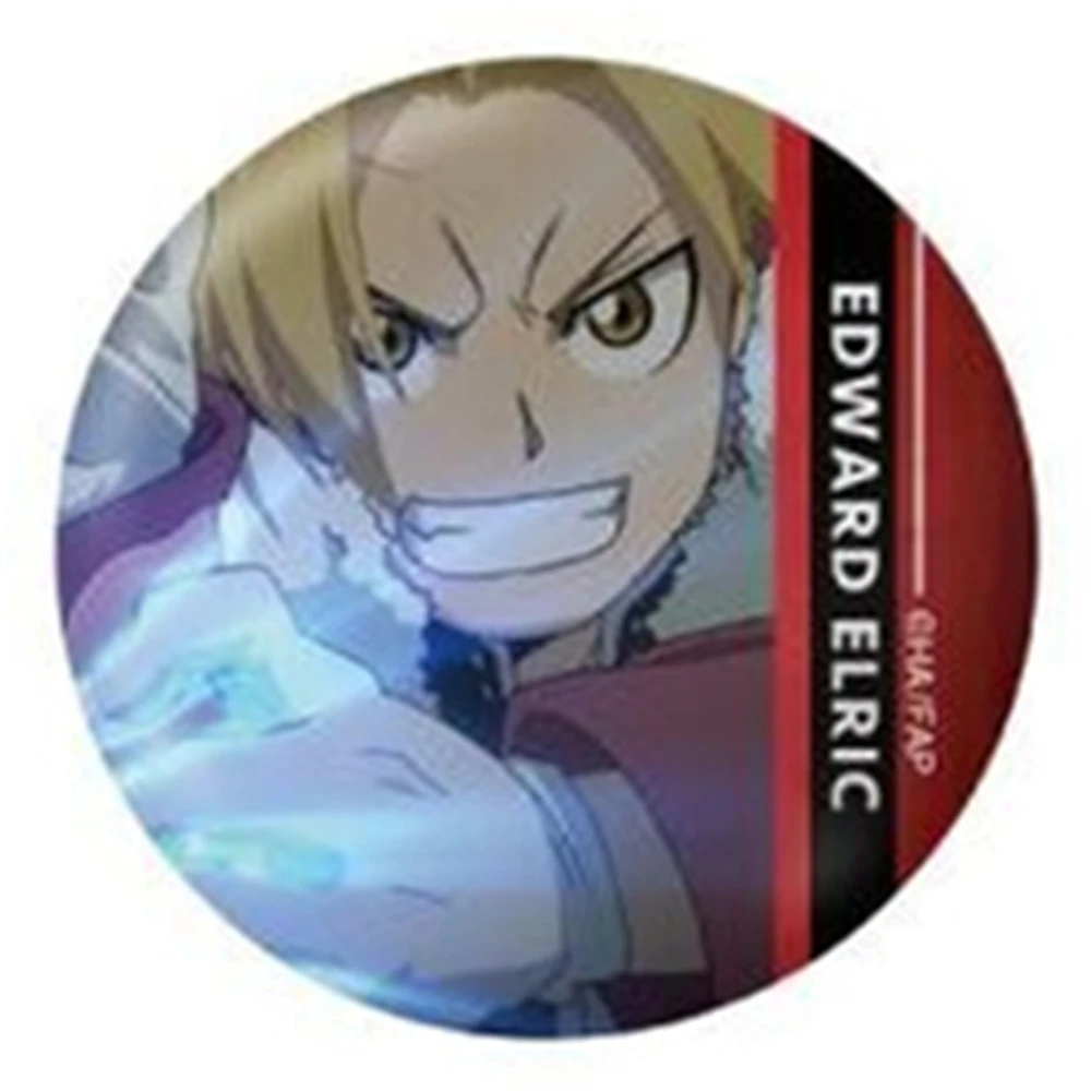 58mm Anime Fullmetal Alchemist Edward Alphonse Elric Winry Rockbell‌ Cosplay COSTUME Badge Pin SPTE Tinplate Brooch﻿ Prop Gift