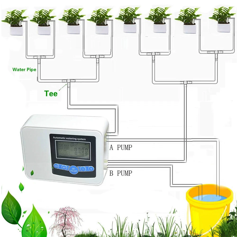 

Solar Dual-pump Drip Irrigation System Kits Water Pump Controller Timer Home Garden Greenhouse Plant Agriculture Watering Device